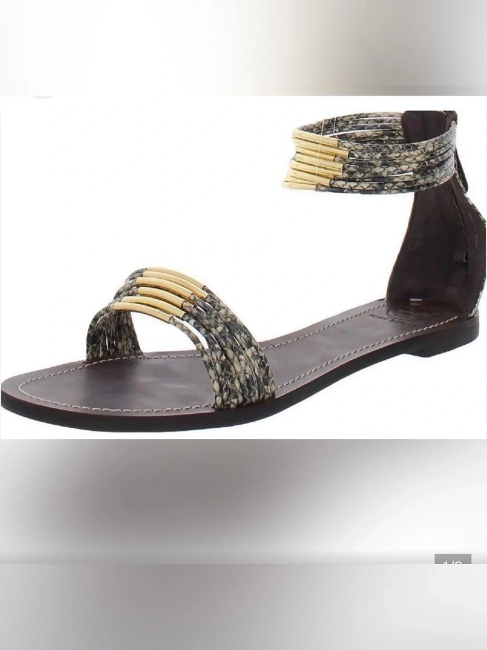 Tory Burch Mignon Ring Snakeskin gladiator sandals 7.5